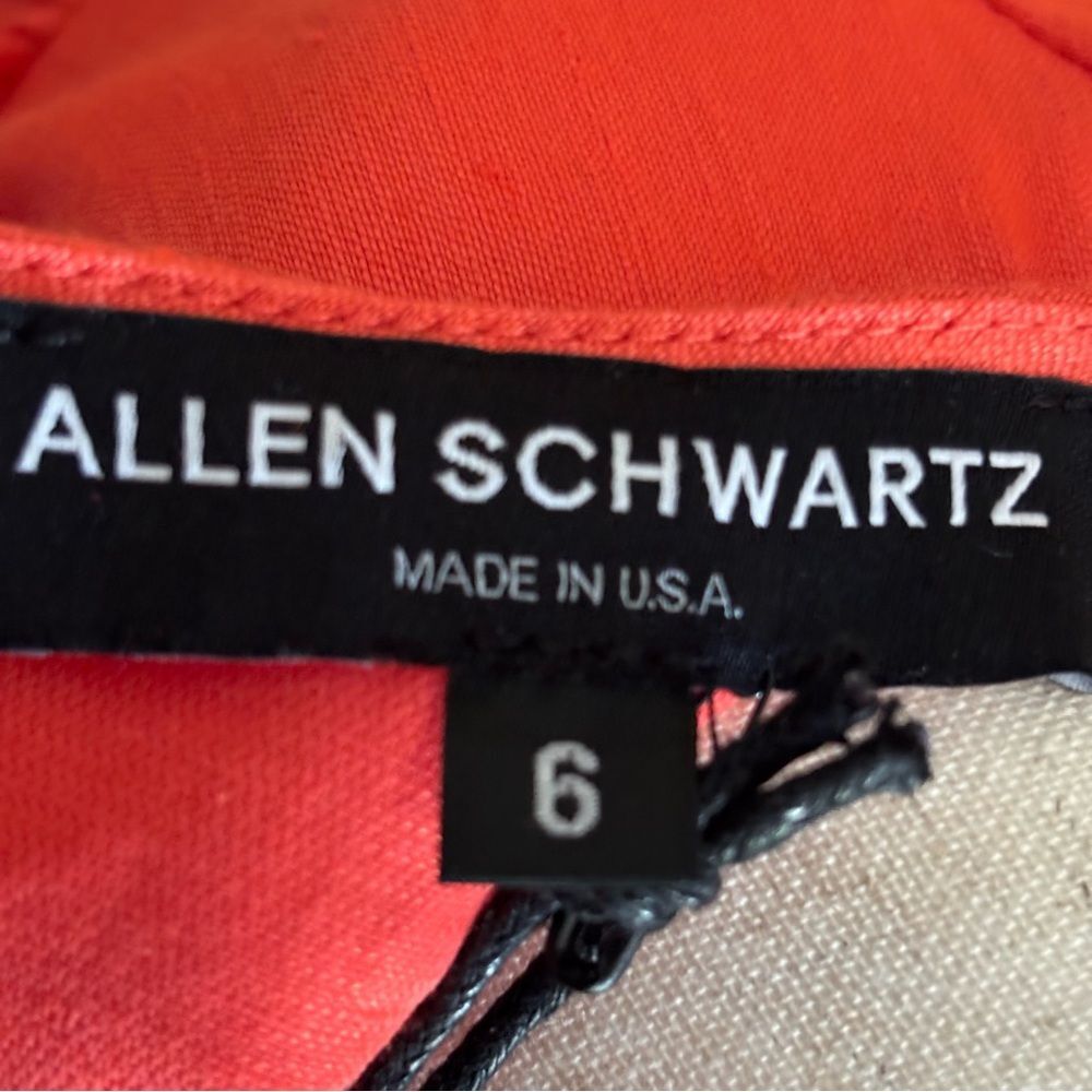 Allen Schwartz Georgina Linen Puff Sleeve Day Dress Terracotta Orange Sz 6 - Picture 6 of 7